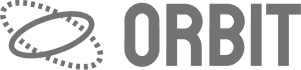 Orbit logo with an elliptical orbit icon beside the word “Orbit”.